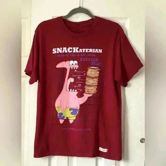 SpongeBob SquarePants Patrick Star Snackerterian Maroon T-Shirt Size Medium - Picture 1 of 5